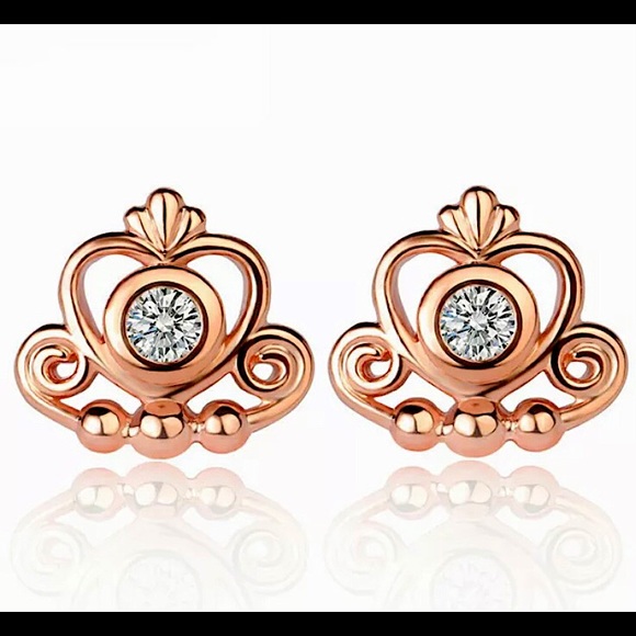 New! 18K Rose Gold Fairytale Stud Earrings! - Picture 2 of 5